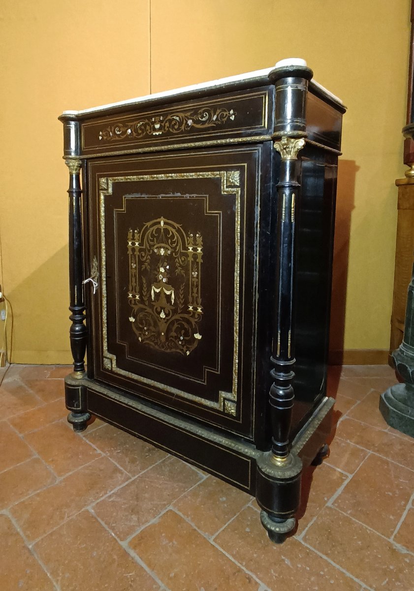 CREDENZINO BOULLE NAPOLEONE III META' XIX SECOLO-photo-5