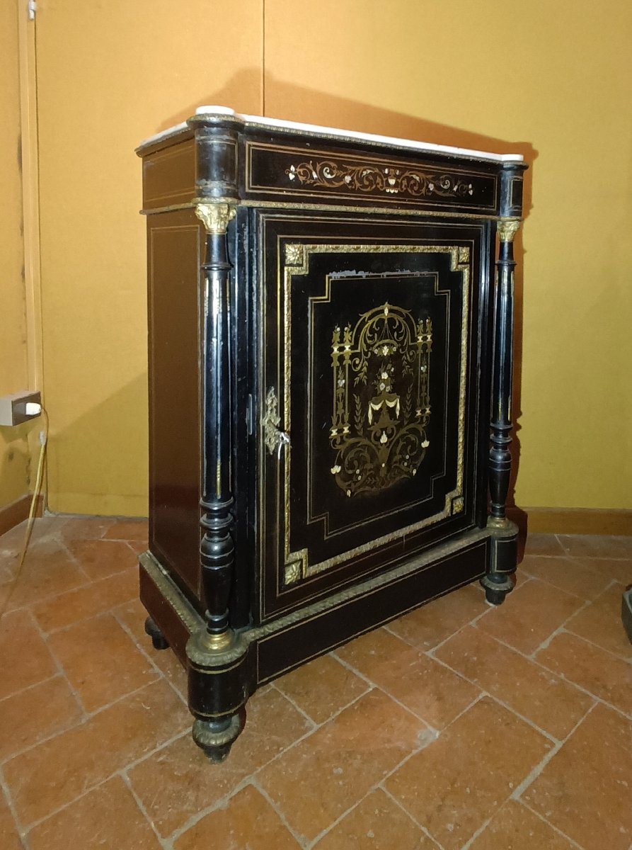 CREDENZINO BOULLE NAPOLEONE III META' XIX SECOLO-photo-8