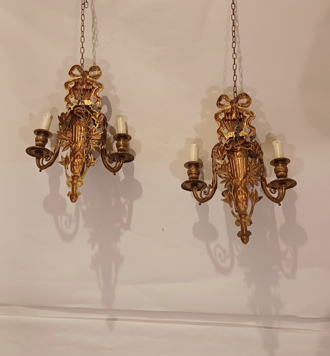 COPPIA DI APPLIQUES IN BRONZO DORATO SECONDA META' XIX SECOLO -photo-1