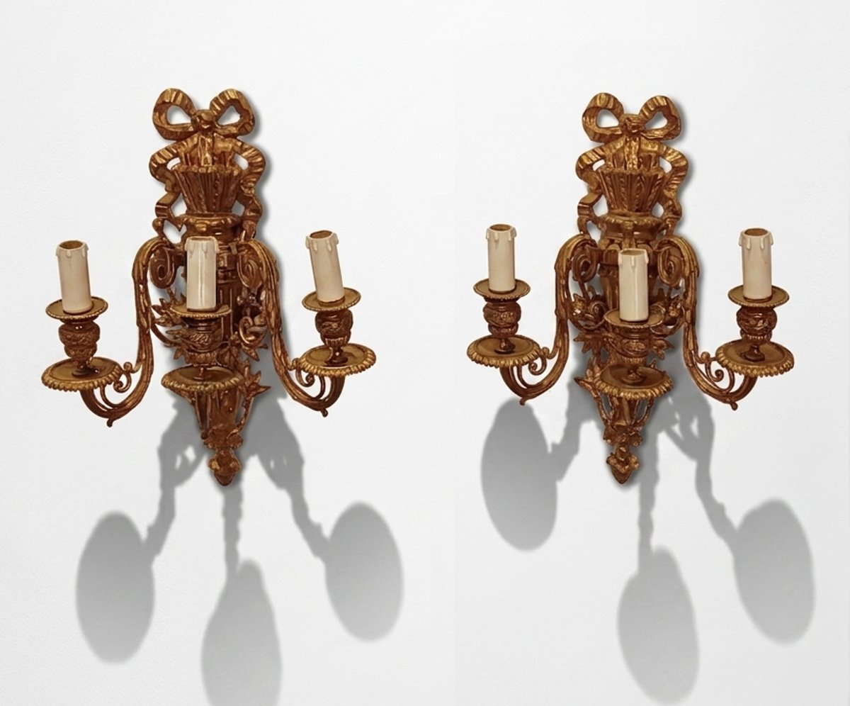 COPPIA DI APPLIQUES IN BRONZO DORATO SECONDA META' XIX SECOLO 