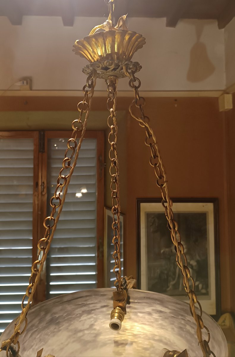 LAMPADARIO ART NOUVEAU IN VETRO INIZIO XX SECOLO -photo-4
