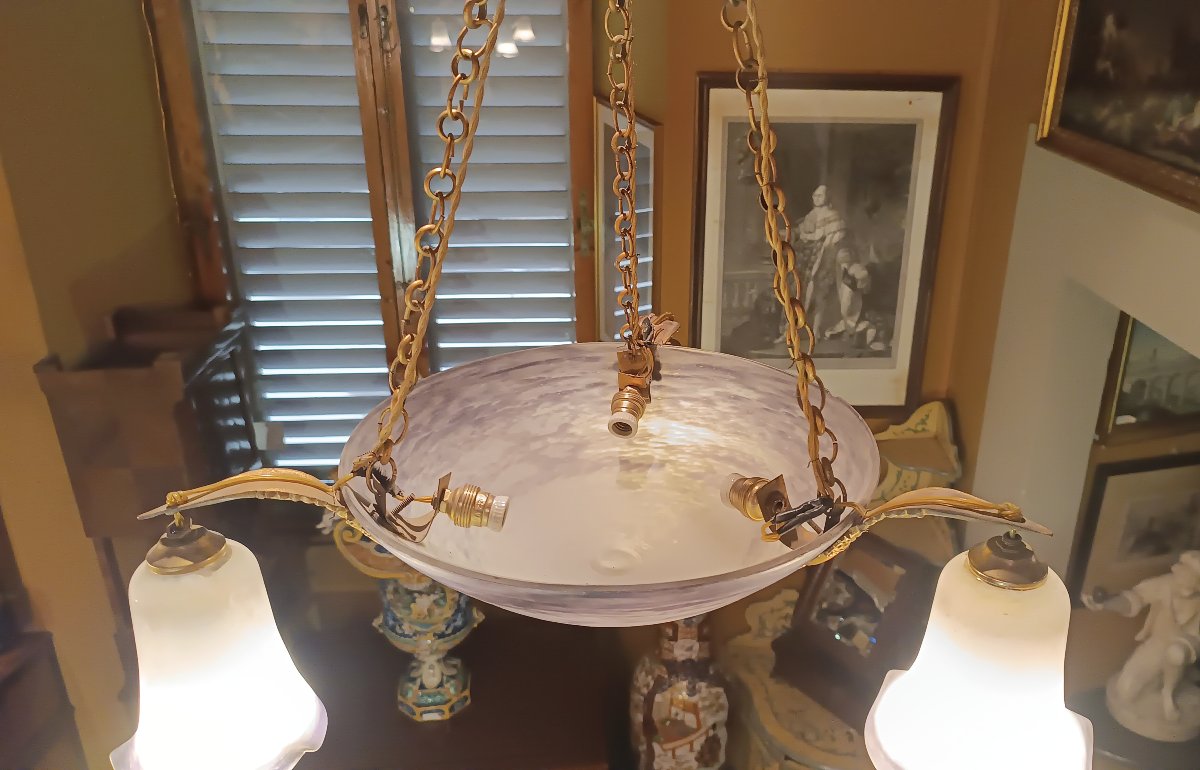 LAMPADARIO ART NOUVEAU IN VETRO INIZIO XX SECOLO -photo-1