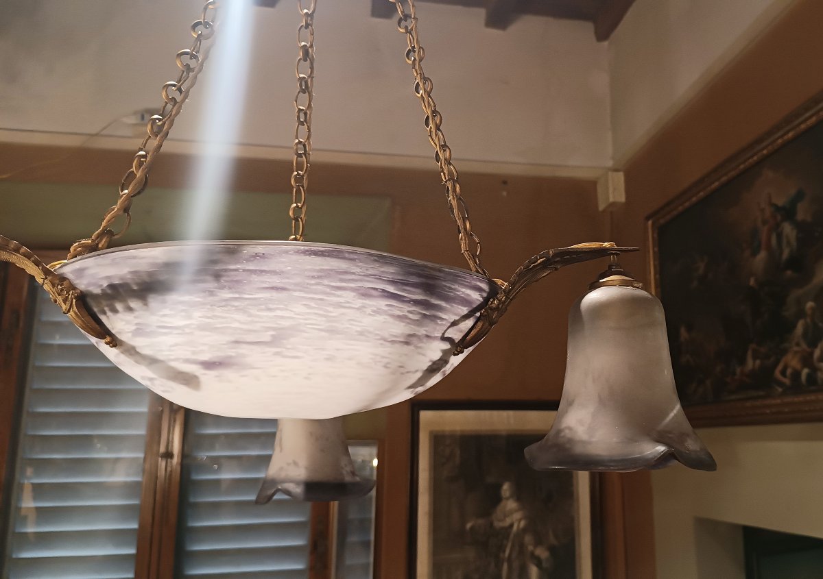 LAMPADARIO ART NOUVEAU IN VETRO INIZIO XX SECOLO -photo-7