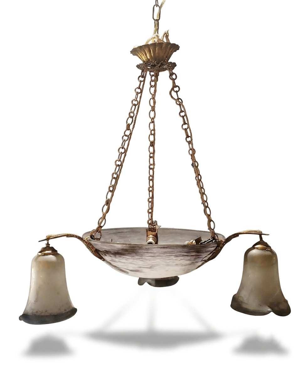 LAMPADARIO ART NOUVEAU IN VETRO INIZIO XX SECOLO 