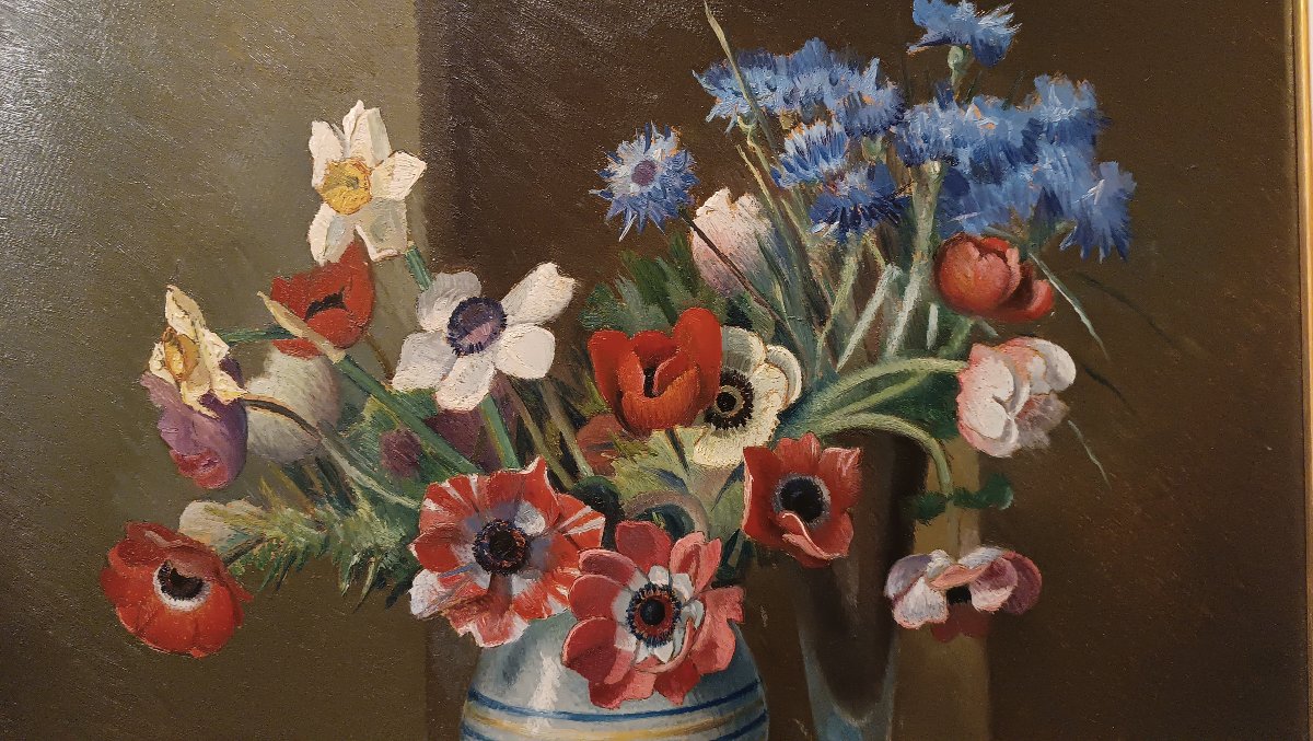 COPPIA DI DIPINTI CON FIORI VALENTINO GHIGLIA META' DEL XX SECOLO -photo-4