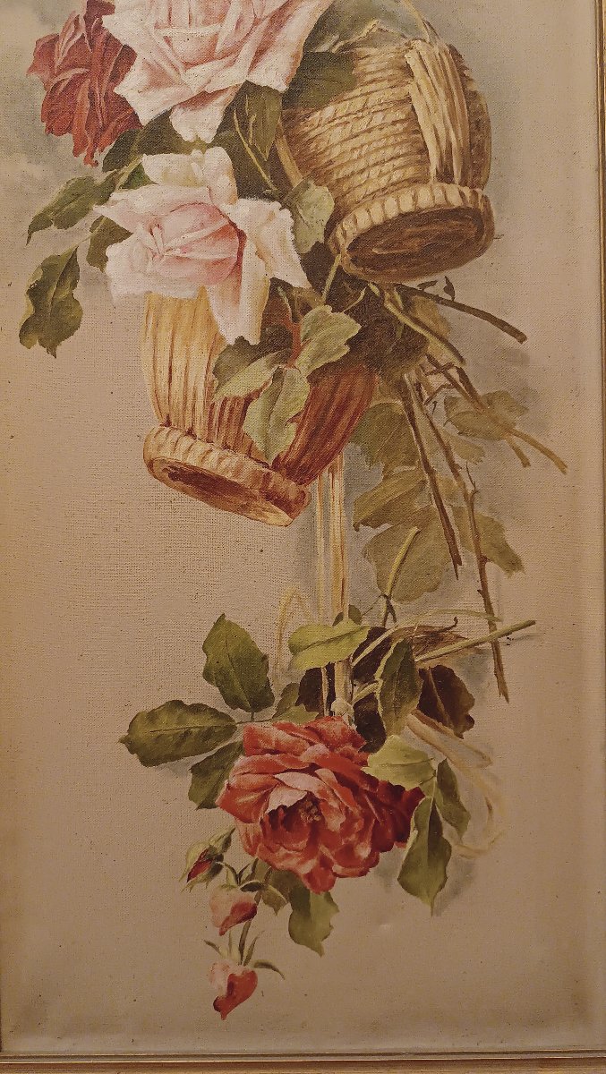 COPPIA DI DIPINTI CON FIORI FINE XIX-INIZIO XX SECOLO -photo-1