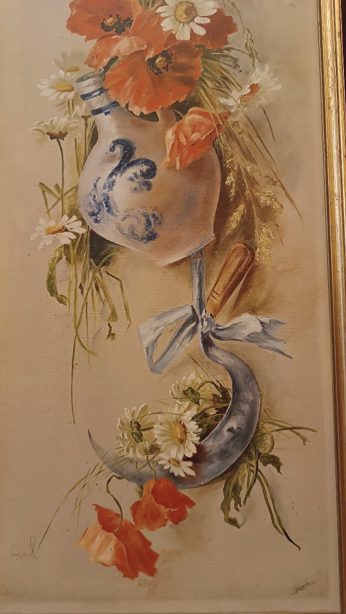 COPPIA DI DIPINTI CON FIORI FINE XIX-INIZIO XX SECOLO -photo-2