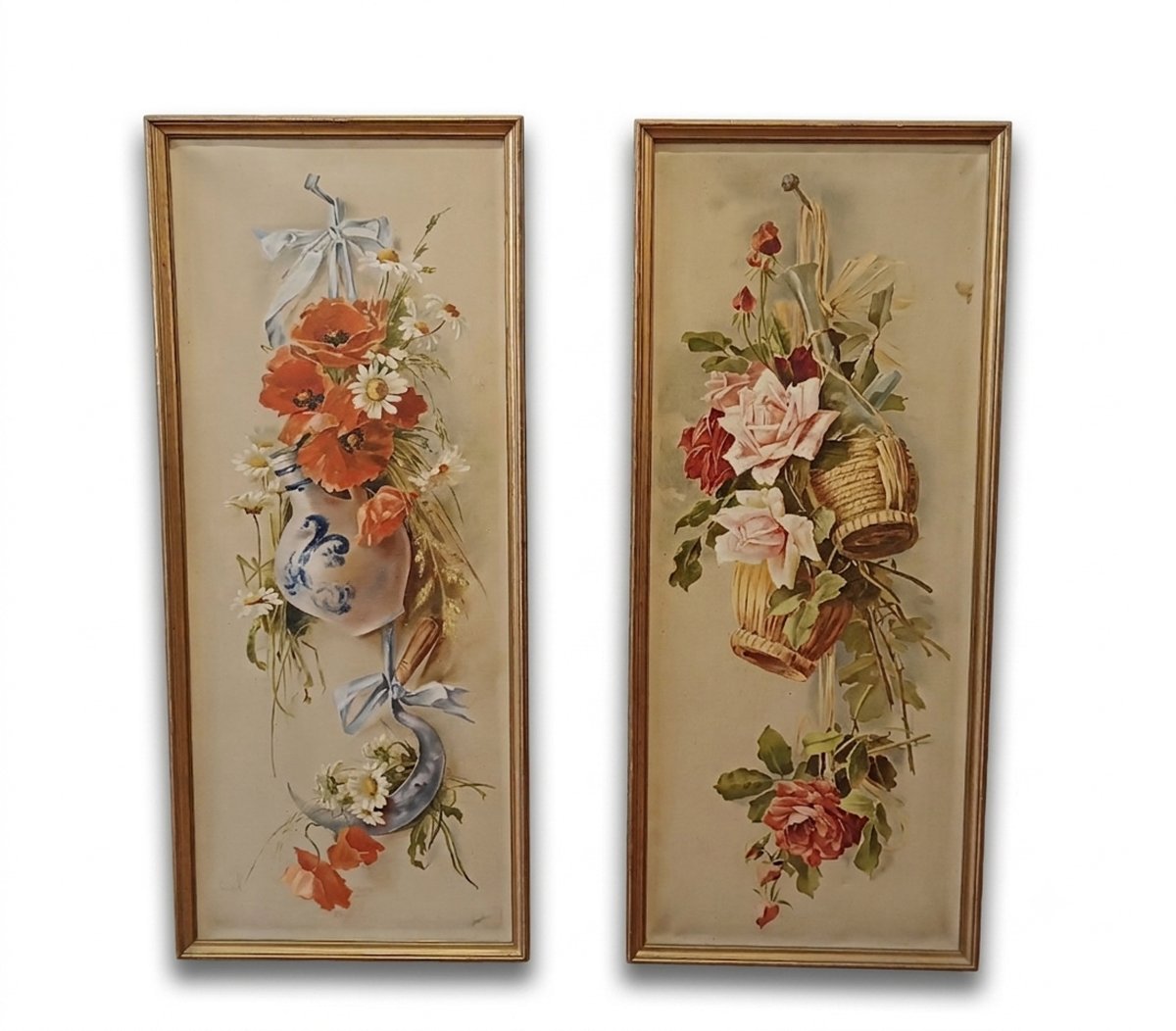 COPPIA DI DIPINTI CON FIORI FINE XIX-INIZIO XX SECOLO 