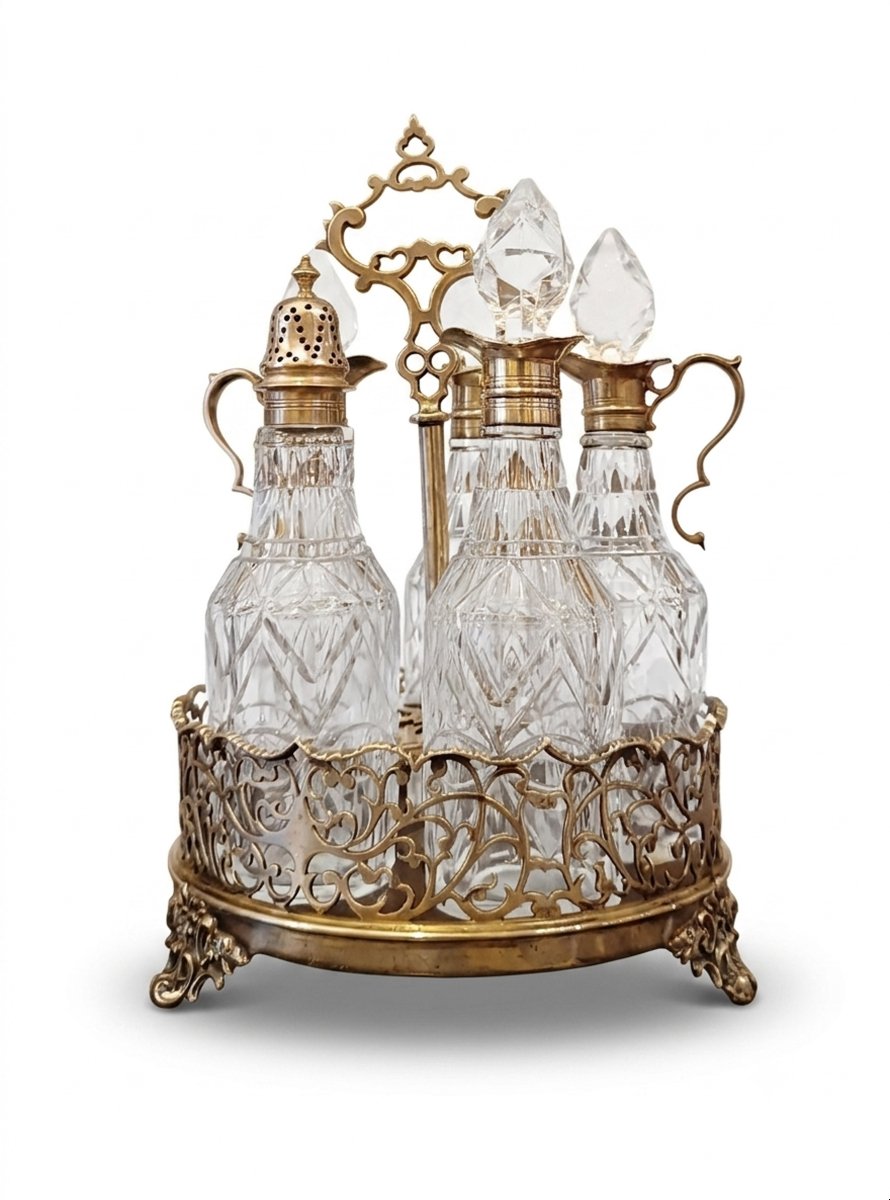 CRUET CHESTER IN ARGENTO E CRISTALLO META' XIX SECOLO 