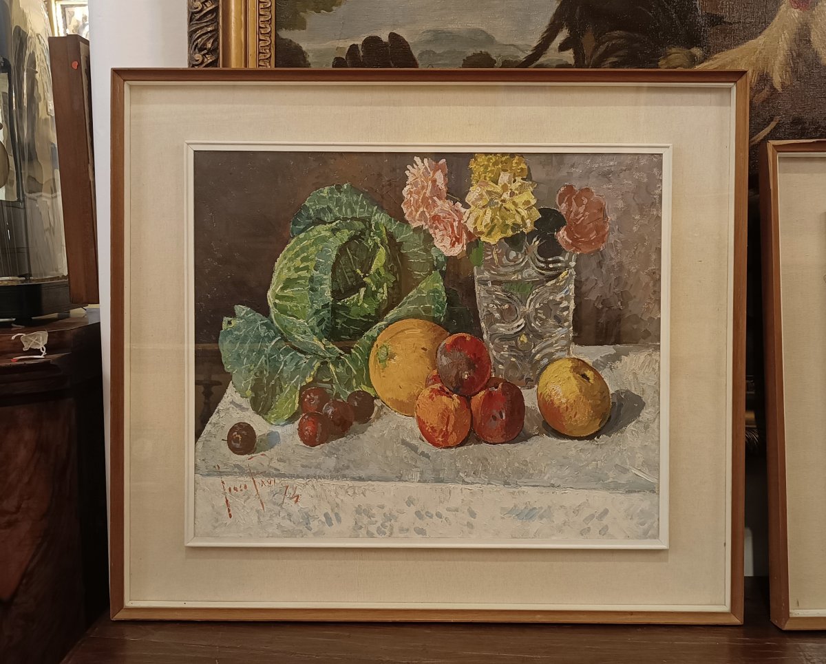 DUE DIPINTI CON NATURE MORTE DI FOSCO PAVI SECONDA META' XX SECOLO -photo-2