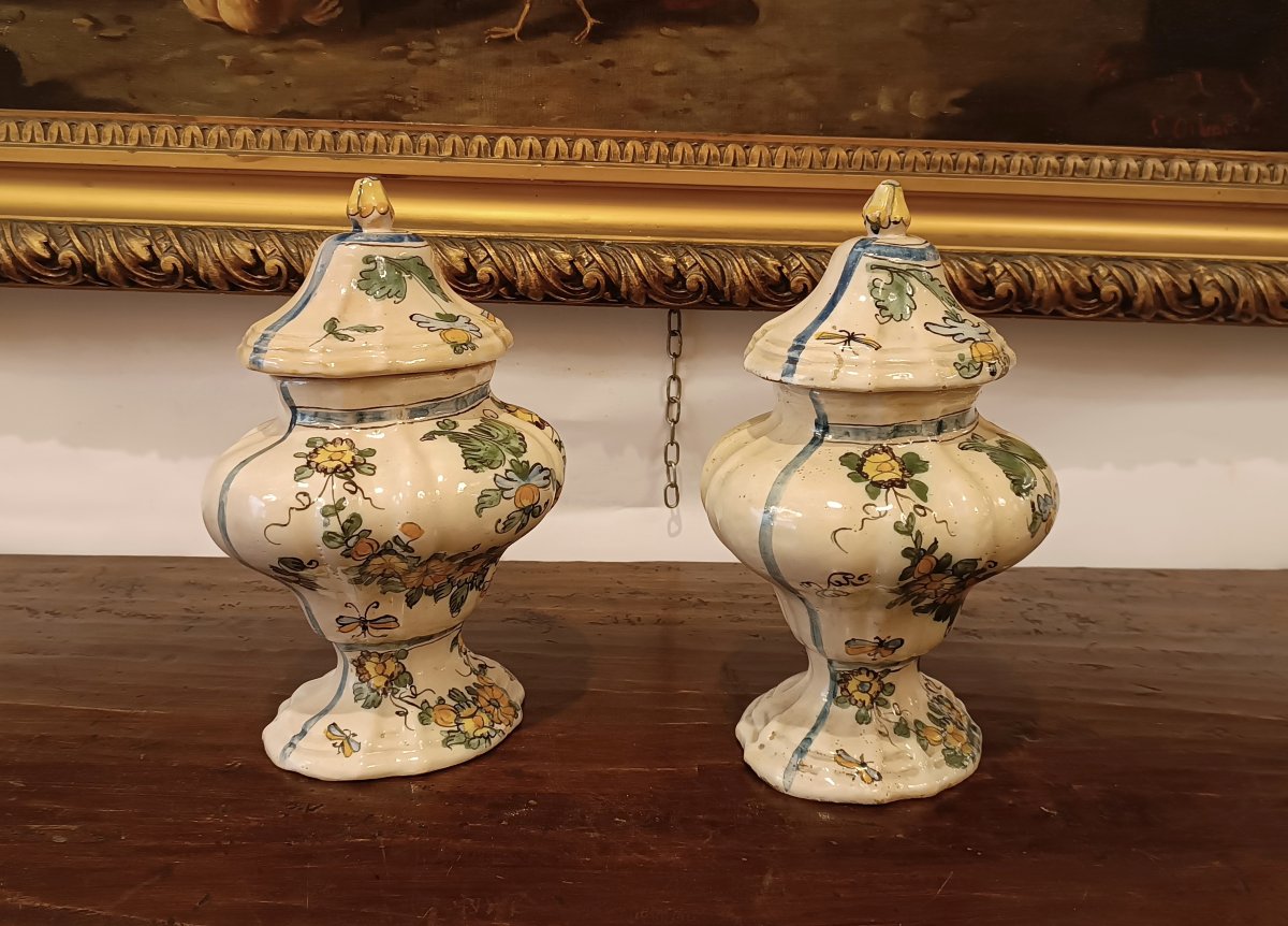 COPPIA DI VASI DA FARMACIA IN MAIOLICA PRIMA META' XVIII SECOLO -photo-5