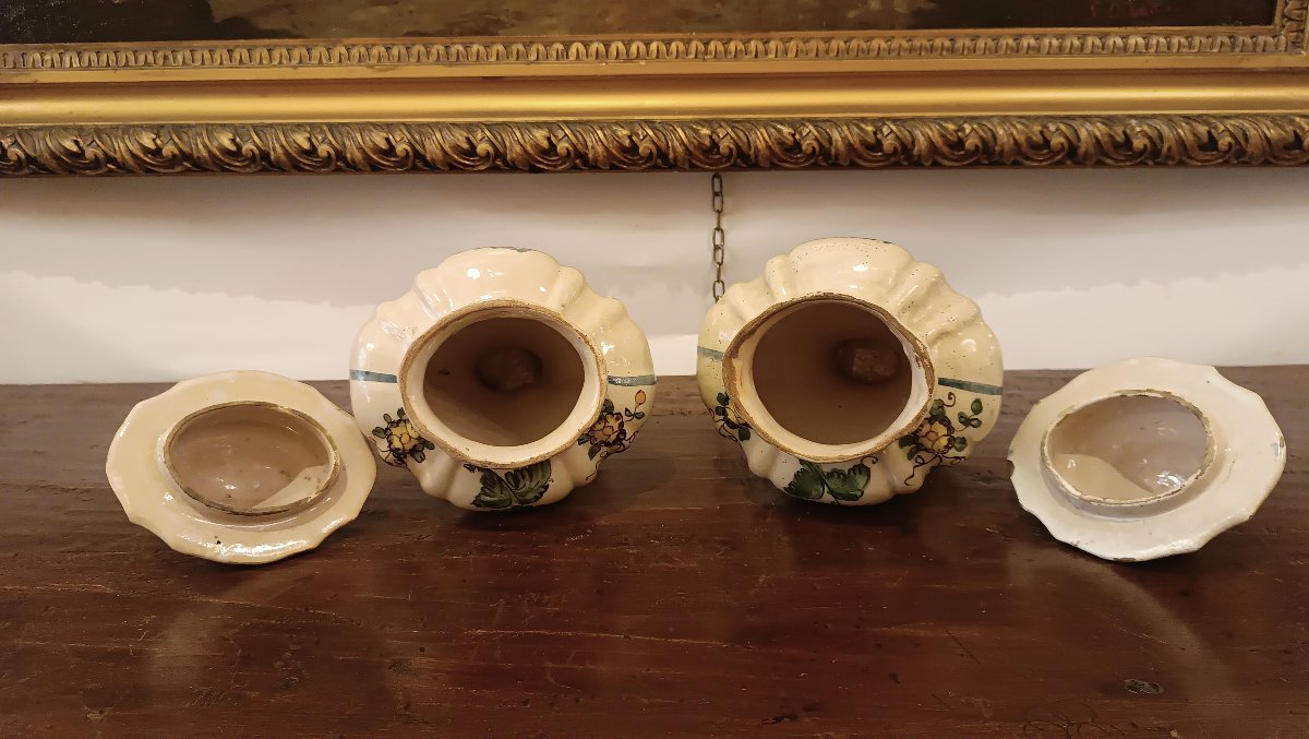 COPPIA DI VASI DA FARMACIA IN MAIOLICA PRIMA META' XVIII SECOLO -photo-6