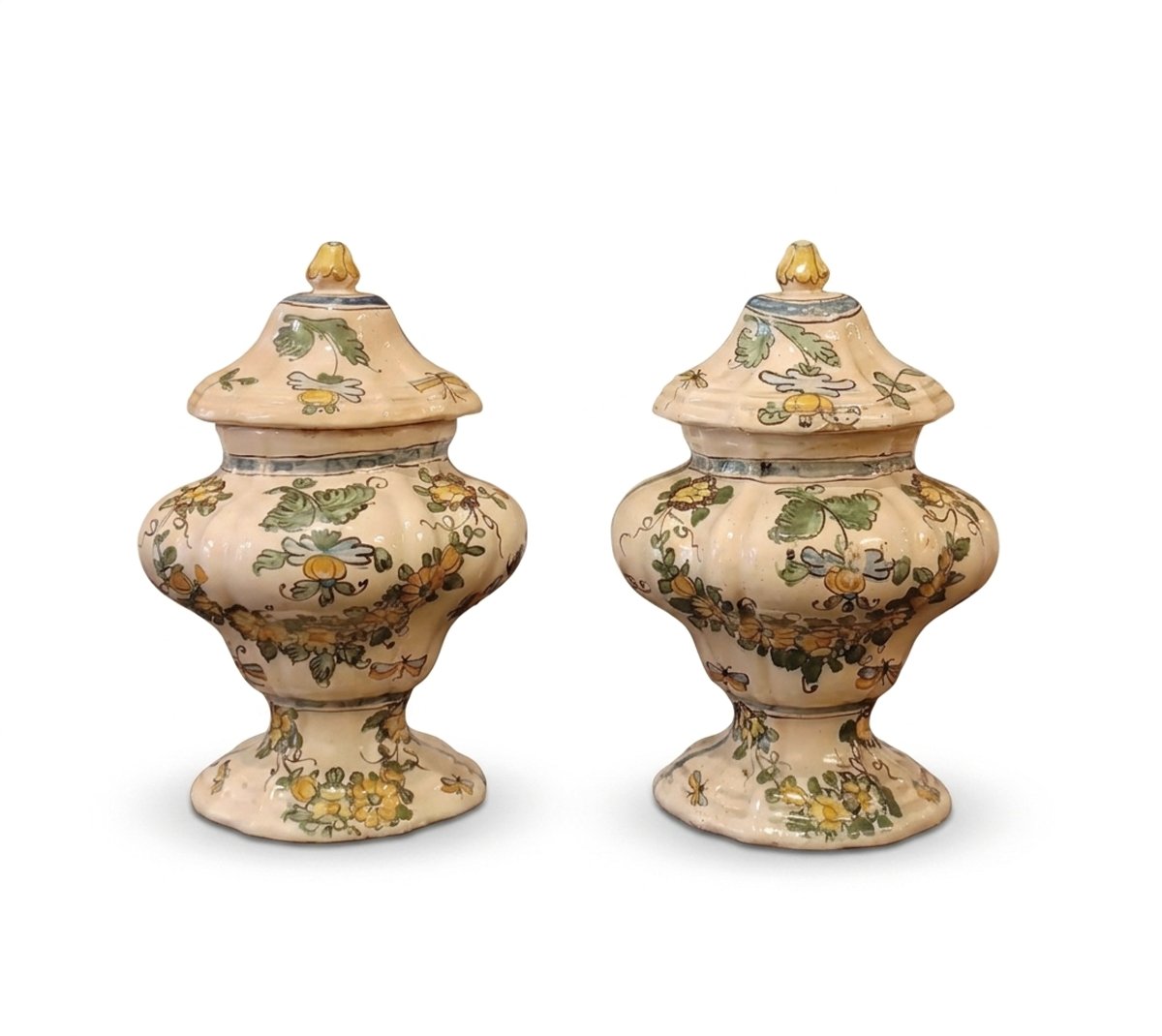 COPPIA DI VASI DA FARMACIA IN MAIOLICA PRIMA META' XVIII SECOLO 