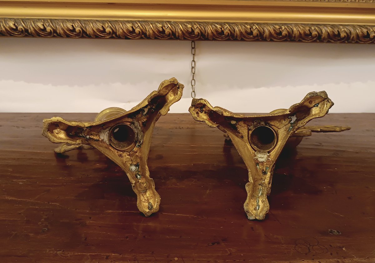 COPPIA DI CANDELIERI IN OTTONE BRUNITO PRIMA META' XIX SECOLO -photo-5