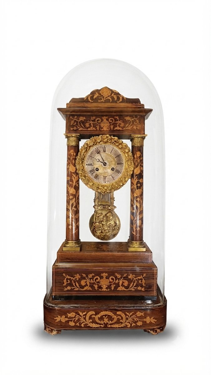 OROLOGIO A TEMPIETTO CON CAMPANA META' XIX SECOLO