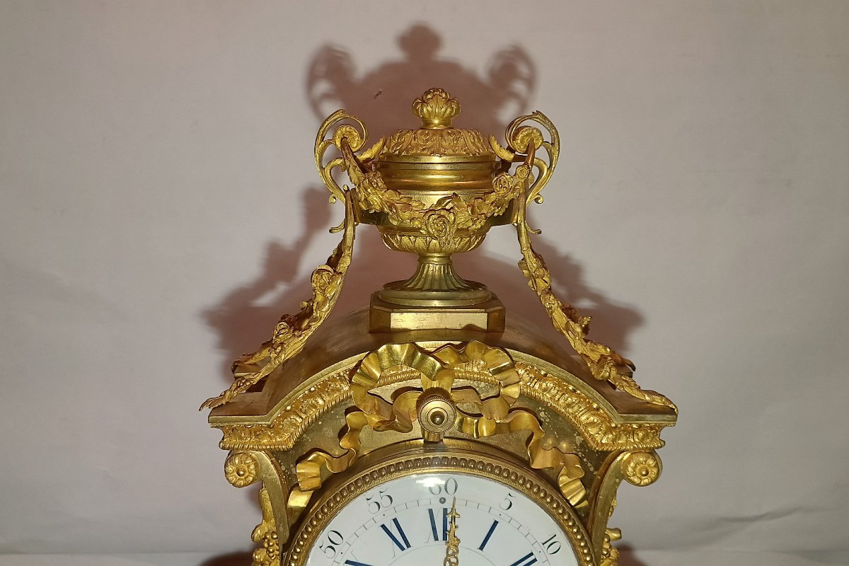 OROLOGIO A PENDOLO IMPERO IN BRONZO DORATO PRIMI DEL XIX SECOLO-photo-3