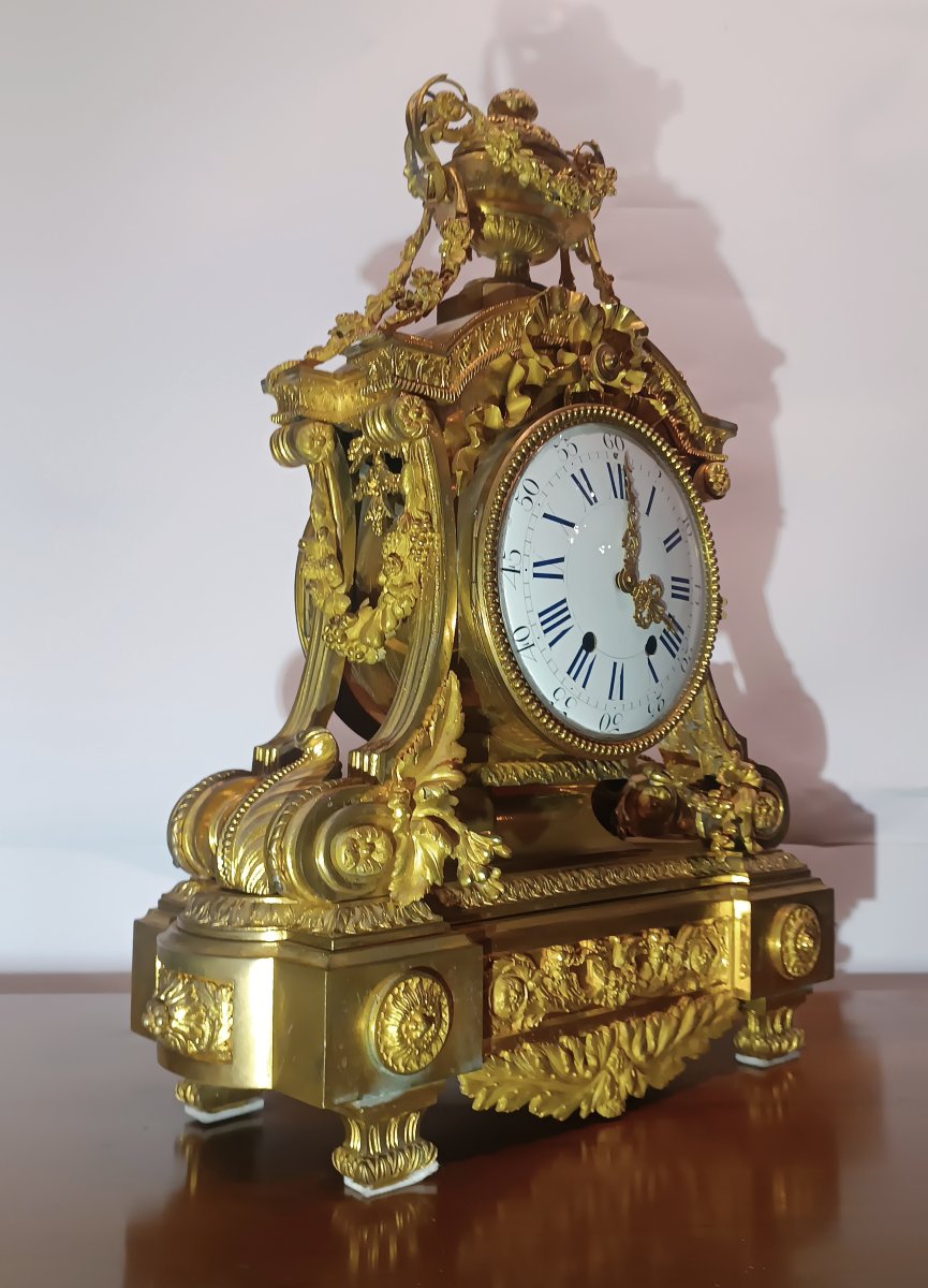 OROLOGIO A PENDOLO IMPERO IN BRONZO DORATO PRIMI DEL XIX SECOLO-photo-2