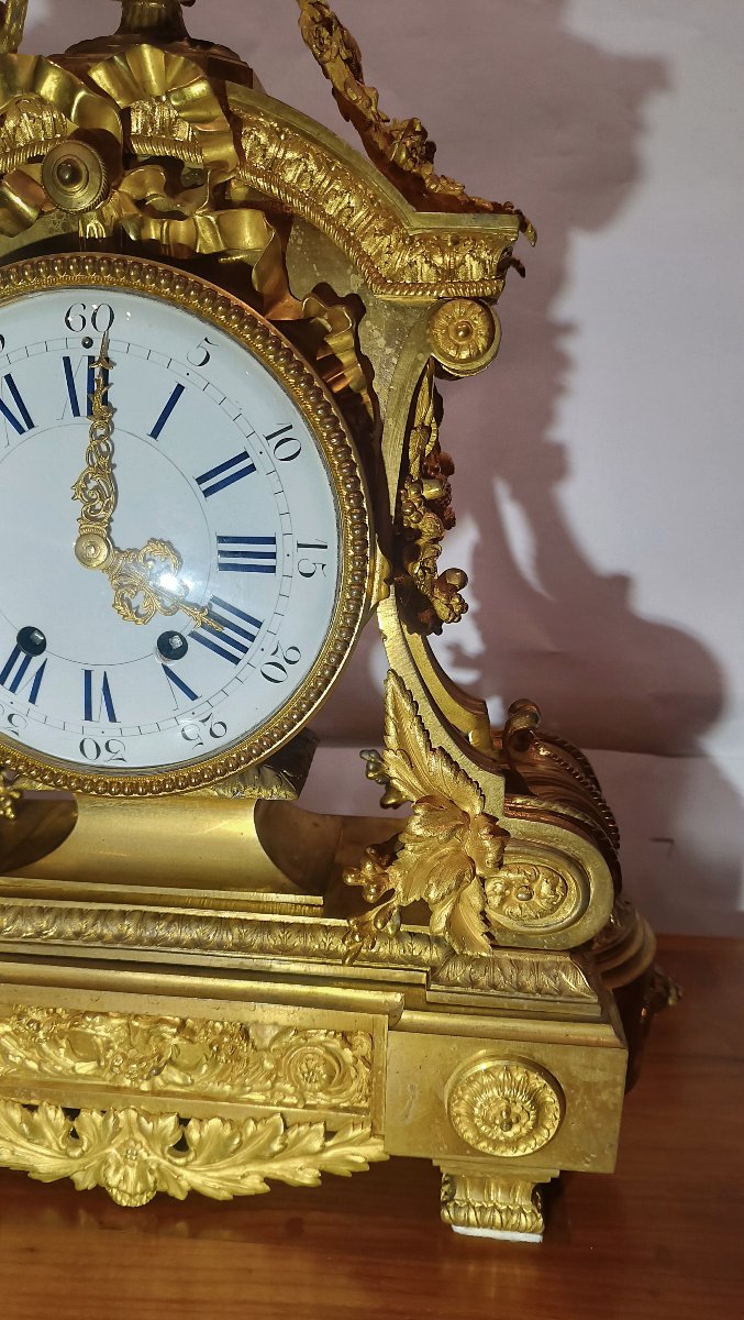 OROLOGIO A PENDOLO IMPERO IN BRONZO DORATO PRIMI DEL XIX SECOLO-photo-3