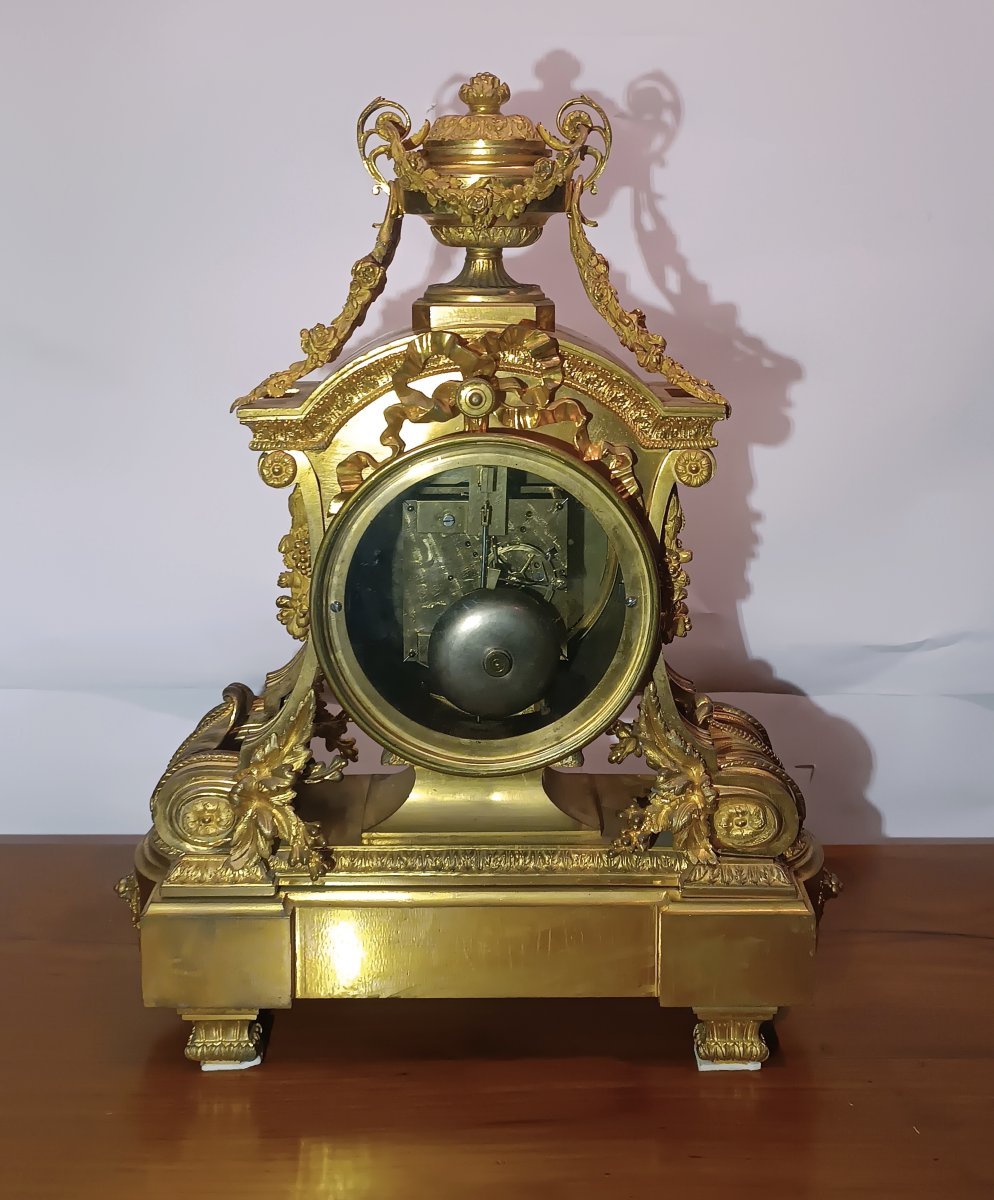 OROLOGIO A PENDOLO IMPERO IN BRONZO DORATO PRIMI DEL XIX SECOLO-photo-4