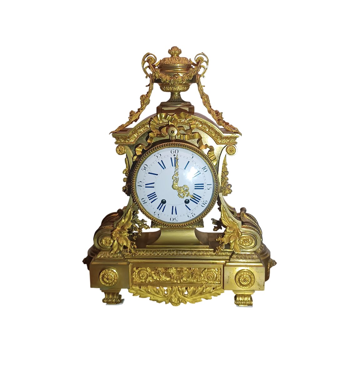 OROLOGIO A PENDOLO IMPERO IN BRONZO DORATO PRIMI DEL XIX SECOLO