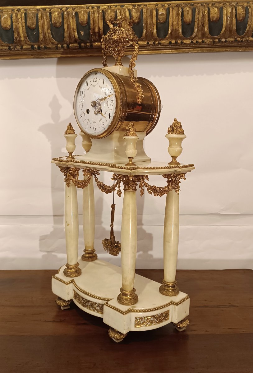 OROLOGIO NAPOLEONE III IN MARMO E BRONZO DORATO META' XIX SECOLO-photo-3