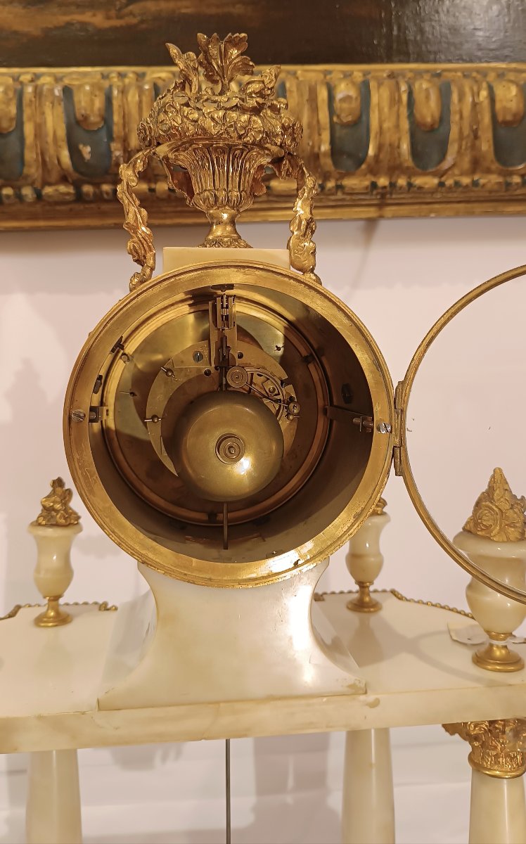 OROLOGIO NAPOLEONE III IN MARMO E BRONZO DORATO META' XIX SECOLO-photo-5