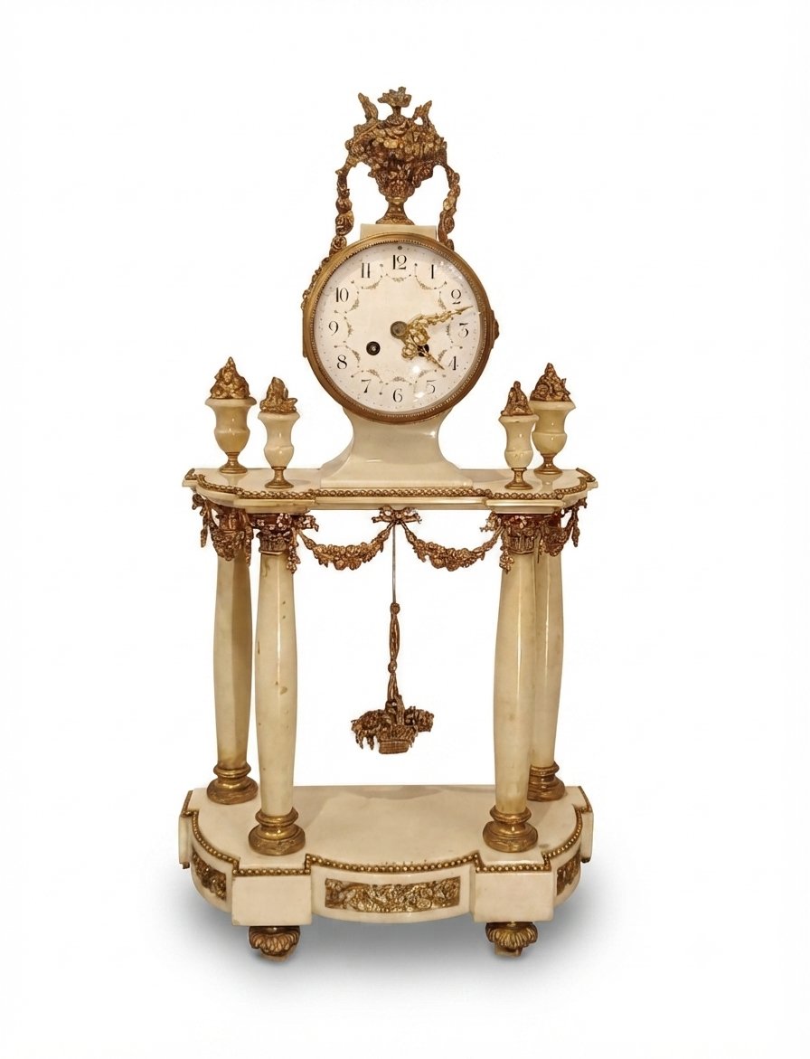 OROLOGIO NAPOLEONE III IN MARMO E BRONZO DORATO META' XIX SECOLO