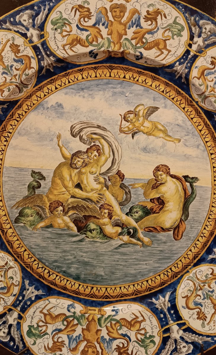GRANDE PIATTO DA PARATA CON TRIONFO DI GALATEA SECONDA META' XIX SECOLO-photo-2