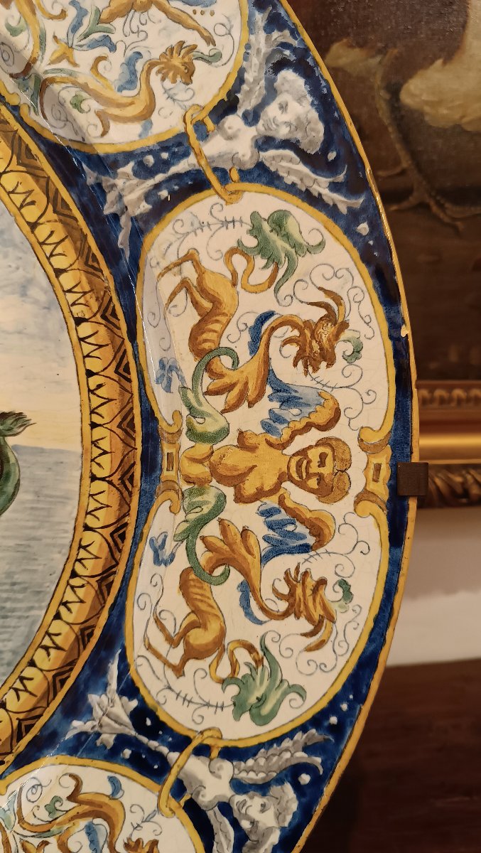 GRANDE PIATTO DA PARATA CON TRIONFO DI GALATEA SECONDA META' XIX SECOLO-photo-3