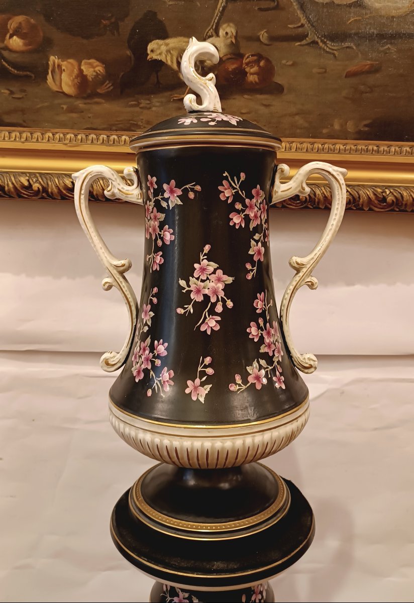 COLONNA CON VASO IN PORCELLANA INIZI XX SECOLO-photo-2
