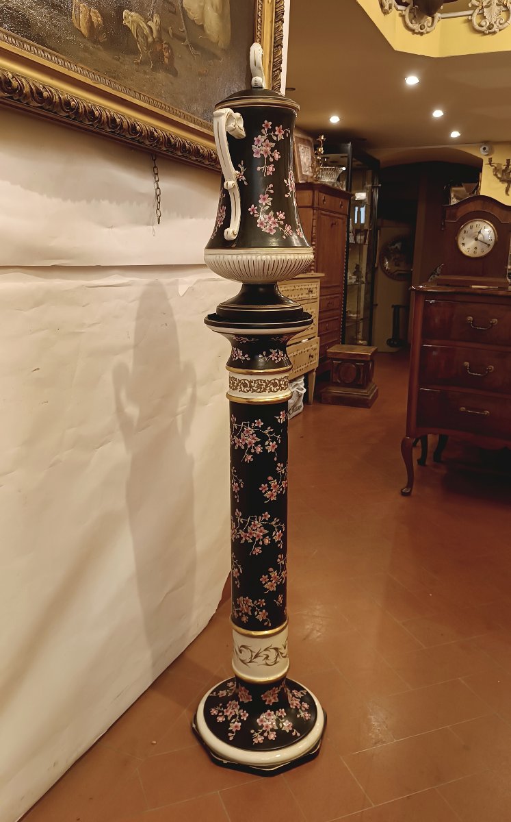 COLONNA CON VASO IN PORCELLANA INIZI XX SECOLO-photo-6