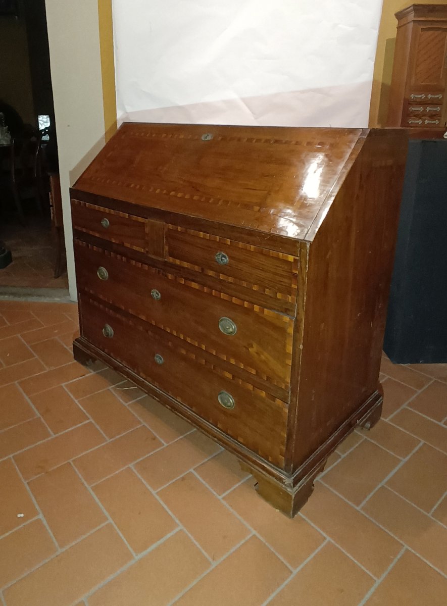 RIBALTA IN NOCE BIONDO CON INTARSI LUIGI XVI FINE XVIII SECOLO -photo-4