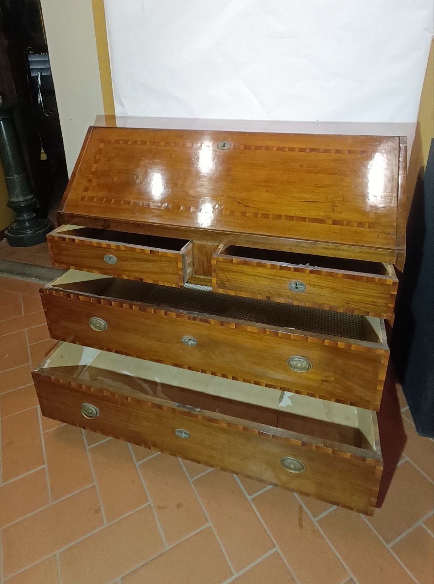 RIBALTA IN NOCE BIONDO CON INTARSI LUIGI XVI FINE XVIII SECOLO -photo-1