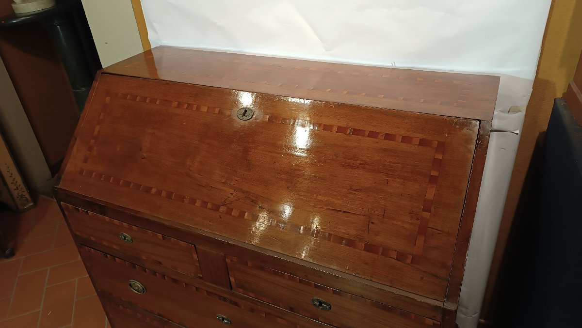 RIBALTA IN NOCE BIONDO CON INTARSI LUIGI XVI FINE XVIII SECOLO -photo-6