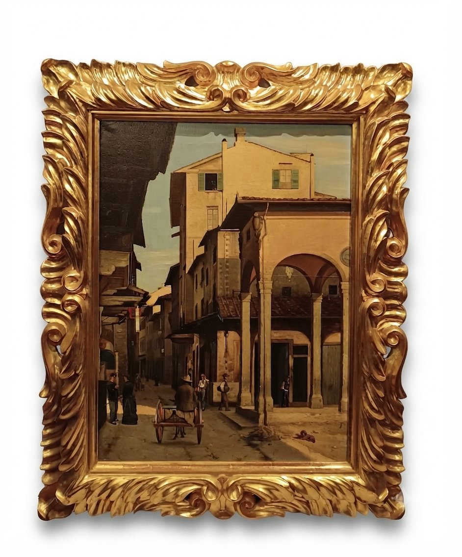DIPINTO CON SCORCIO DI FIRENZE PRIMA META' XIX SECOLO 