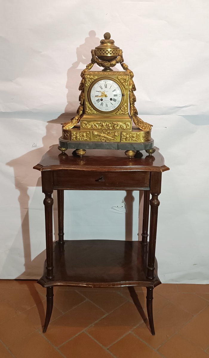 OROLOGIO IN BRONZO CON BASE IN MARMO BARDIGLIO PRIMA META' XIX SECOLO -photo-8