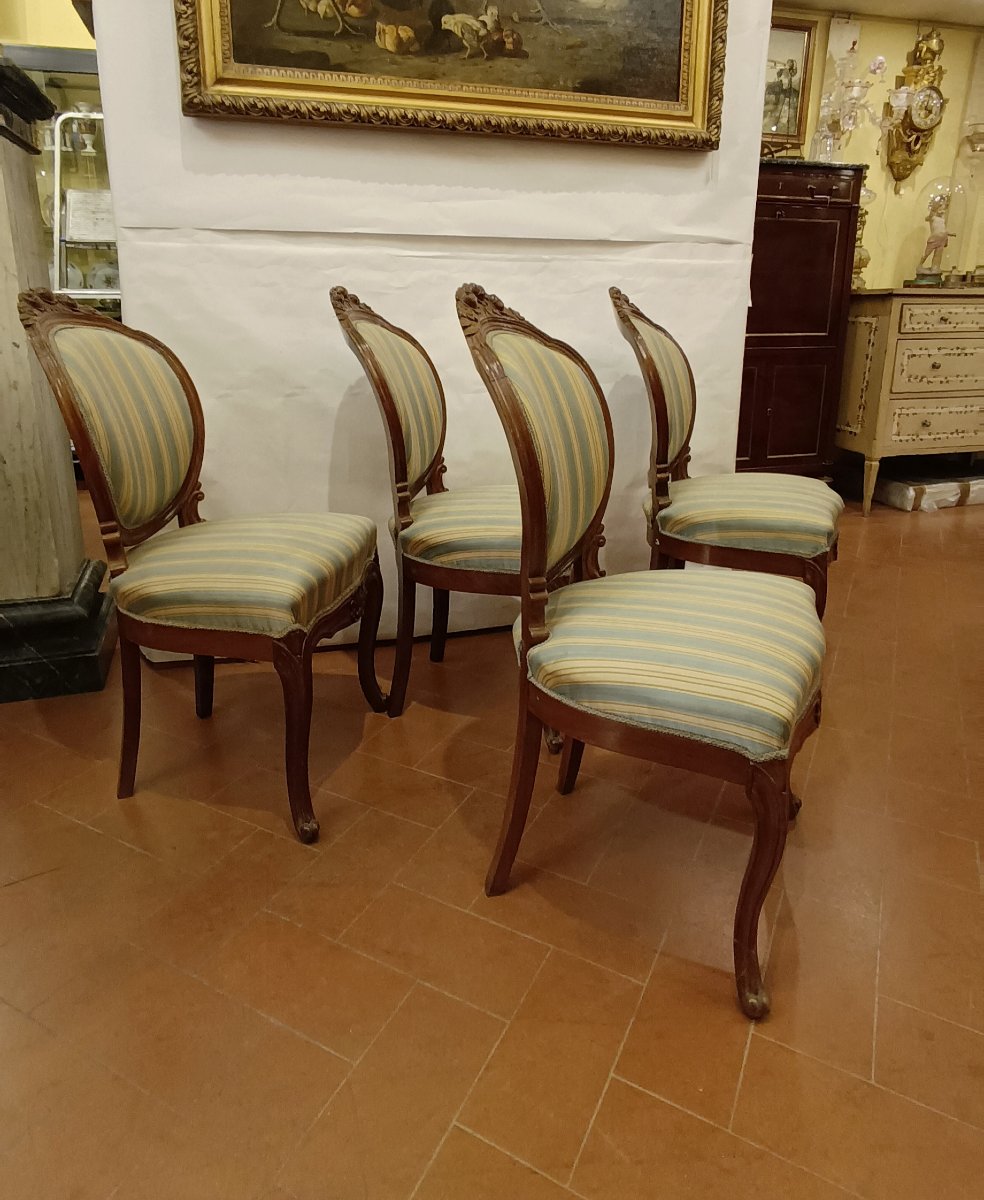 QUATTRO SEDIE LUIGI FILIPPO IN NOCE META' XIX SECOLO -photo-2