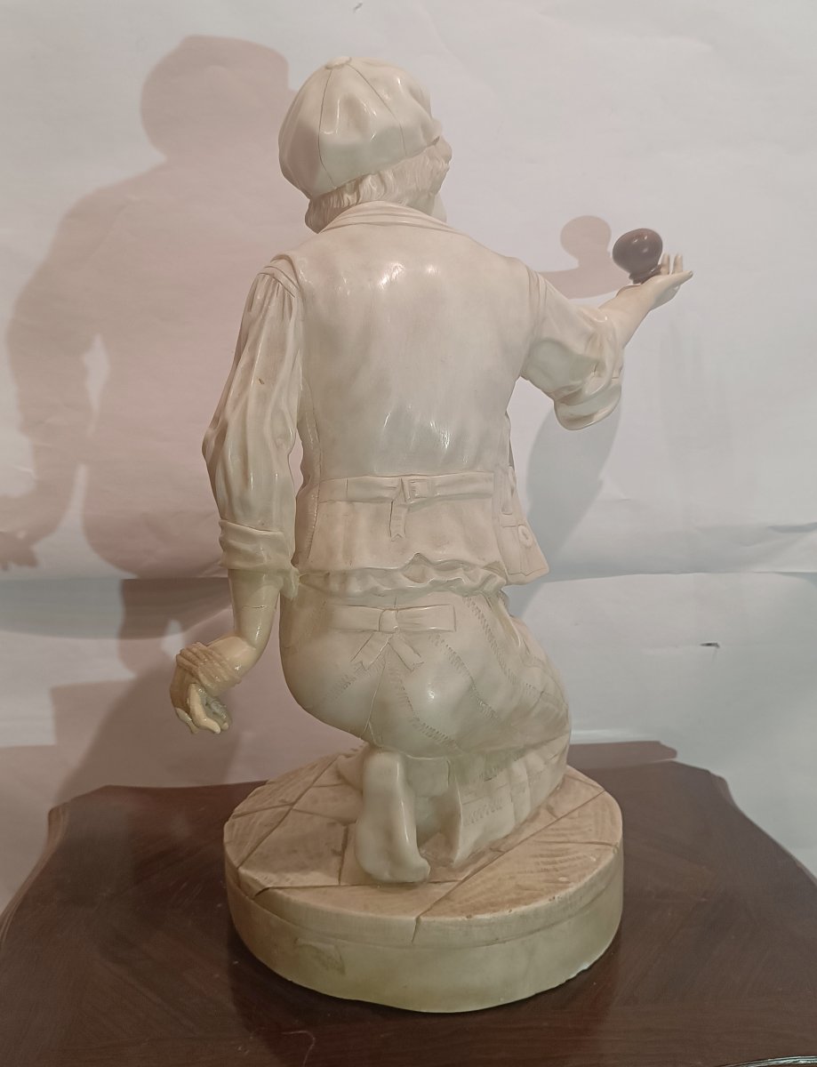 SCULTURA IN ALABASTRO "RAGAZZO CON TROTTOLA" SECONDA META' XIX SECOLO -photo-6