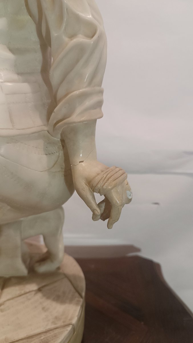 SCULTURA IN ALABASTRO "RAGAZZO CON TROTTOLA" SECONDA META' XIX SECOLO -photo-8