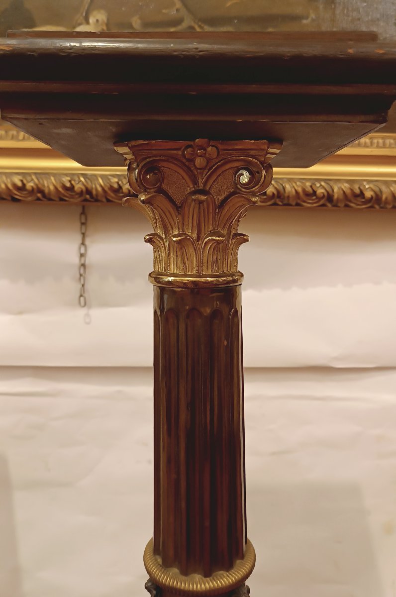 COPPIA DI COLONNE IN LEGNO E TOLLA DORATA FINE XIX SECOLO-photo-4