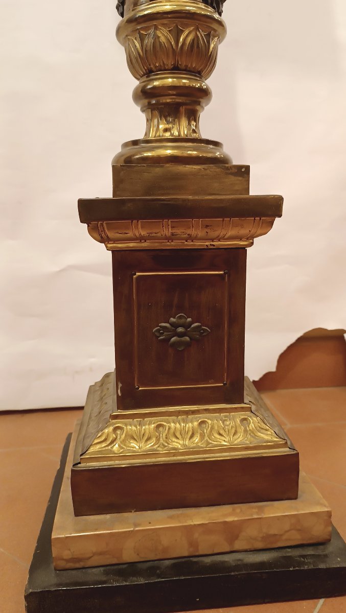 COPPIA DI COLONNE IN LEGNO E TOLLA DORATA FINE XIX SECOLO-photo-5