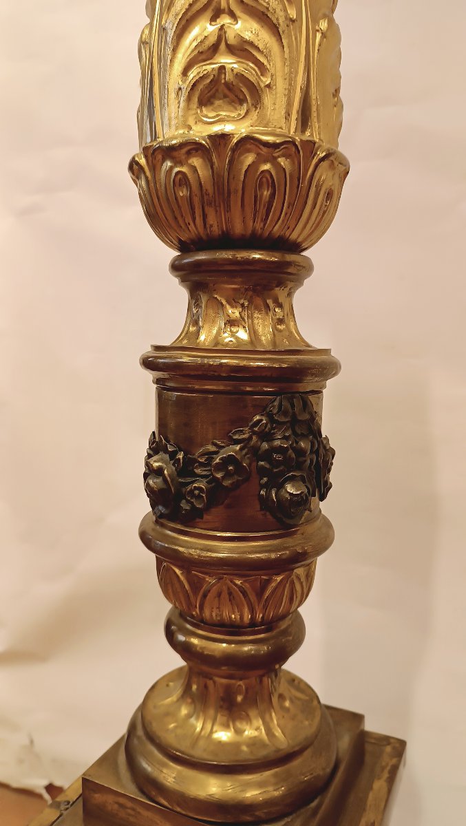 COPPIA DI COLONNE IN LEGNO E TOLLA DORATA FINE XIX SECOLO-photo-6