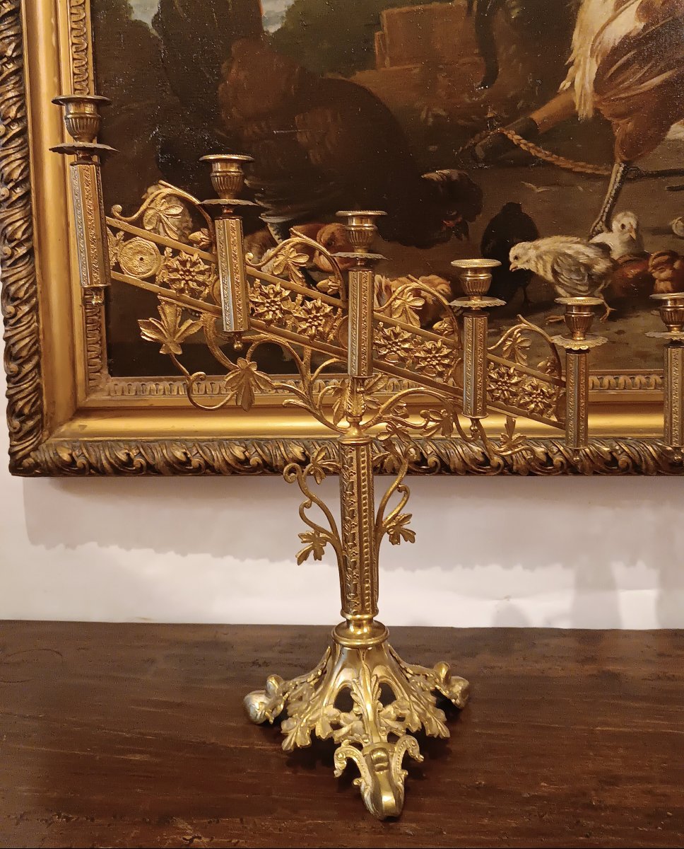 COPPIA DI CANDELABRI DORATI META' XIX SECOLO-photo-3