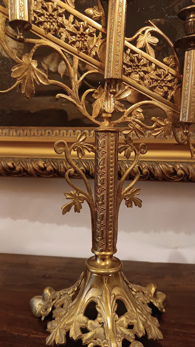 COPPIA DI CANDELABRI DORATI META' XIX SECOLO-photo-1