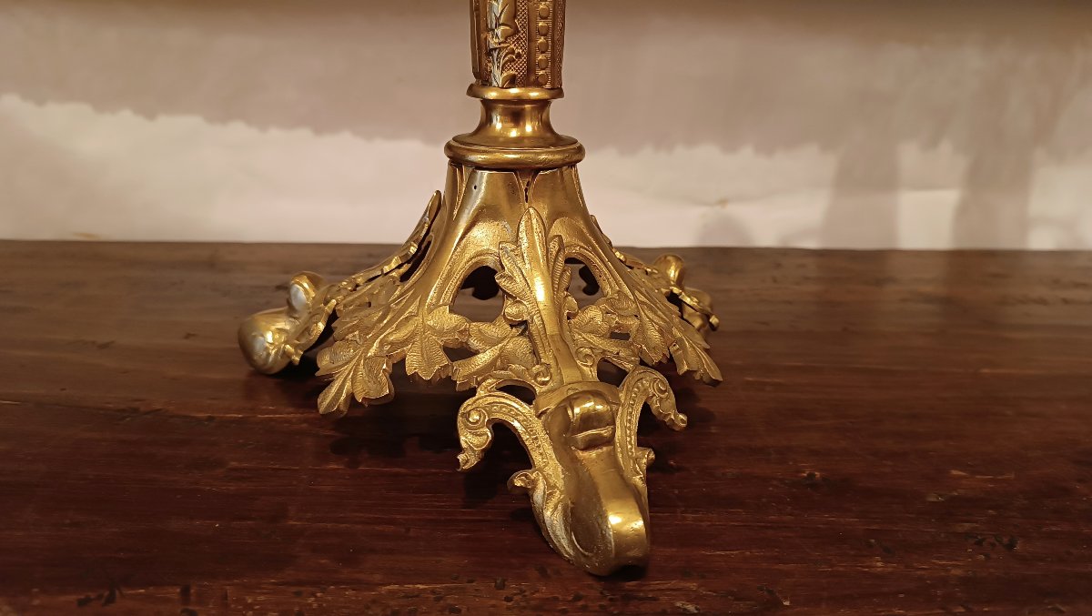 COPPIA DI CANDELABRI DORATI META' XIX SECOLO-photo-2