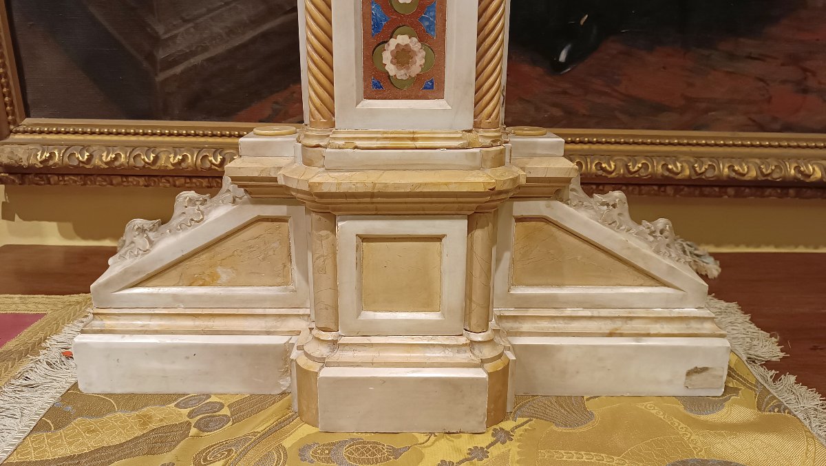 CROCIFISSO IN MARMO E PIETRE DURE META' XIX SECOLO-photo-2