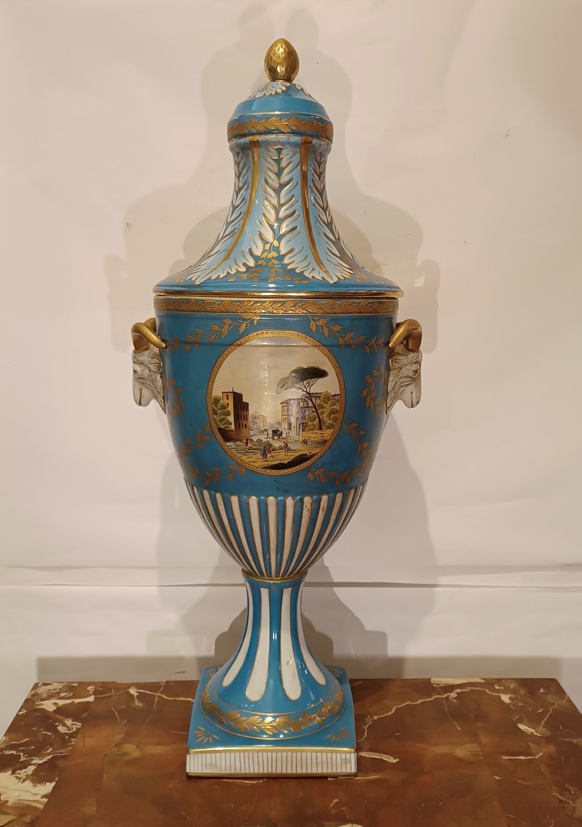 VASO IN PORCELLANA AZZURRO SECONDA META' XIX SECOLO-photo-4