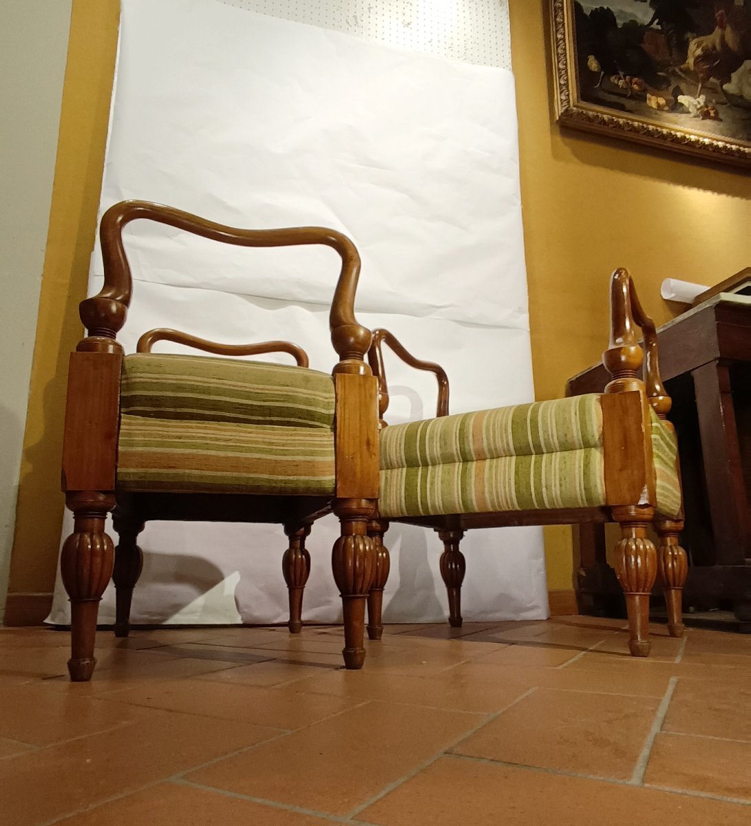 COPPIA DI SGABELLI BIEDERMEIER META' XIX SECOLO-photo-3