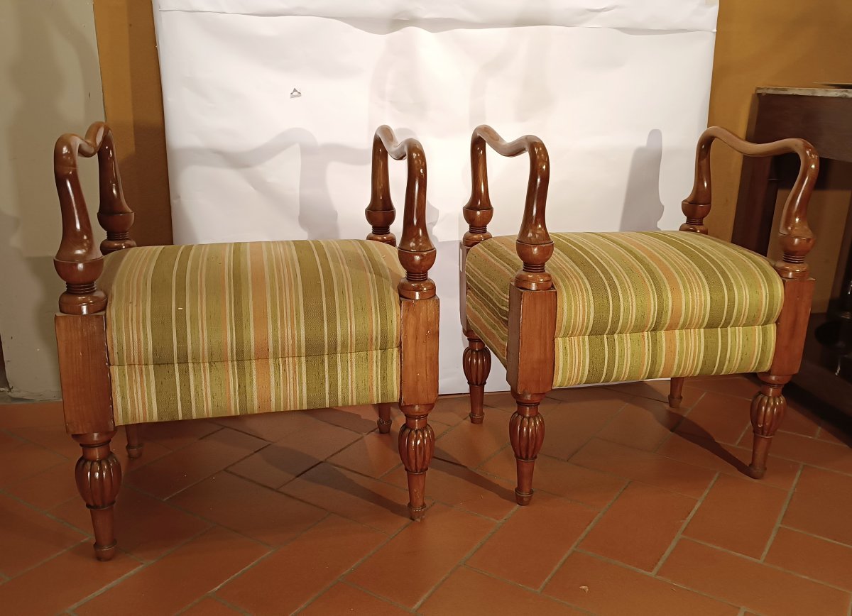 COPPIA DI SGABELLI BIEDERMEIER META' XIX SECOLO-photo-1