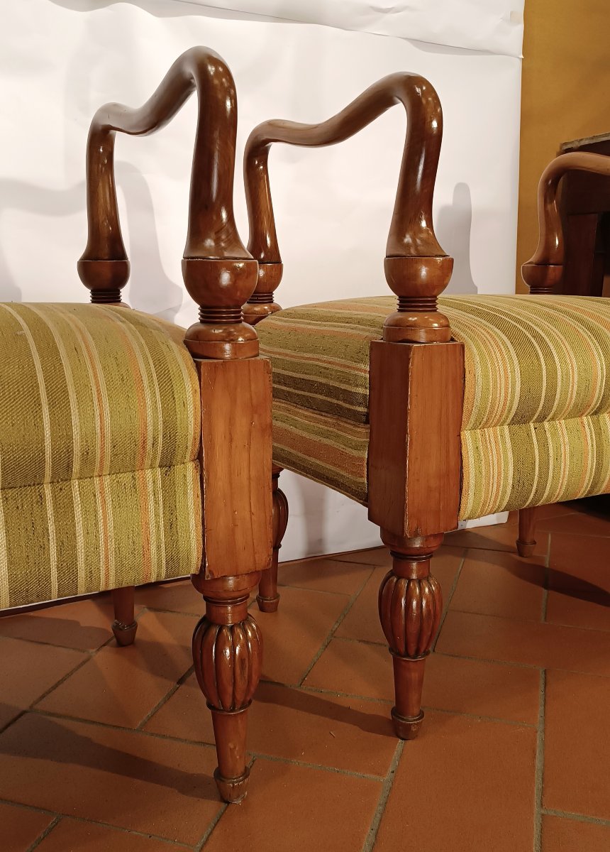 COPPIA DI SGABELLI BIEDERMEIER META' XIX SECOLO-photo-3